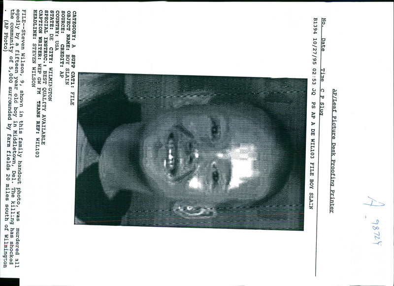 1995 STEVEN WILSON WAS MURDERED ALL EGEDLY FIFTE USA WRITER COUNTRY FAMILY - Vintage Photograph