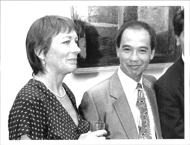 Actress Lynn Farleigh and her husband actor David Yip at a Party - Vintage Photograph