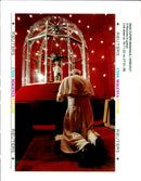 Pope John Paul II prays in the 'Blood of Christ' room in the Managua - Vintage Photograph