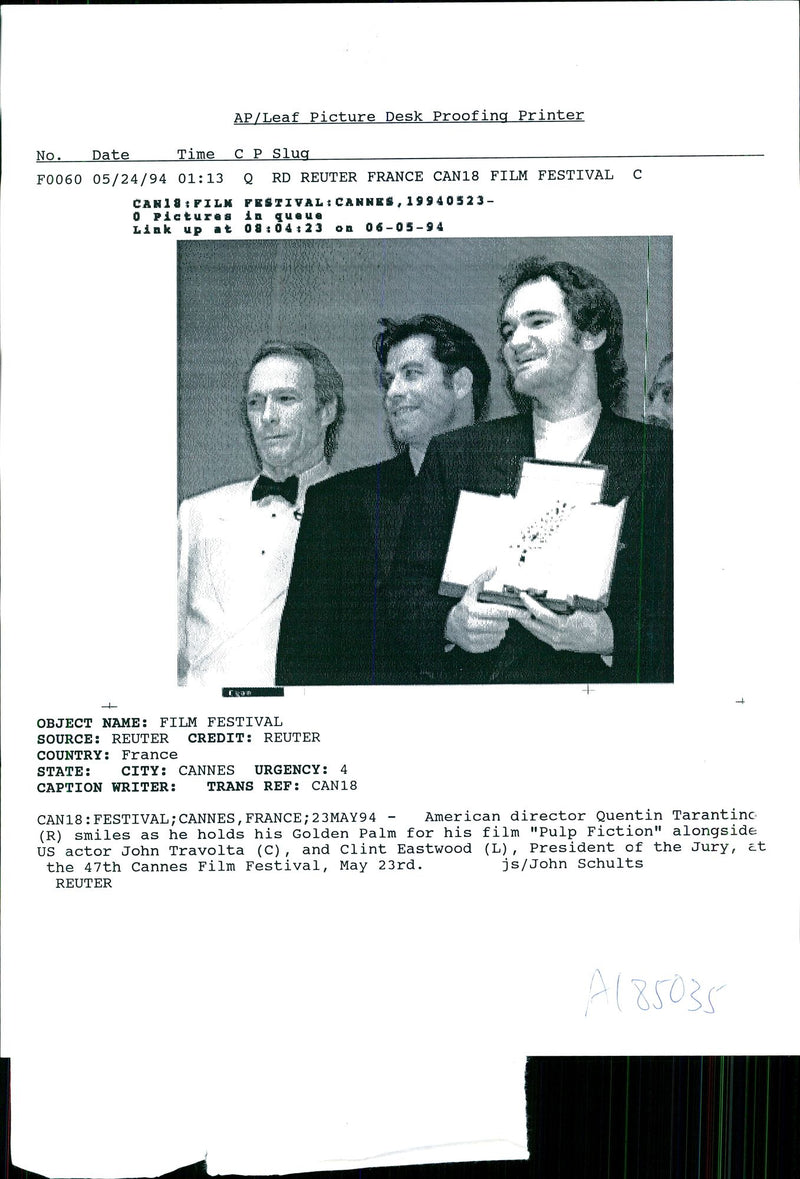 Quentin Tarantino, John Travolta and Clint Eastwood. - Vintage Photograph
