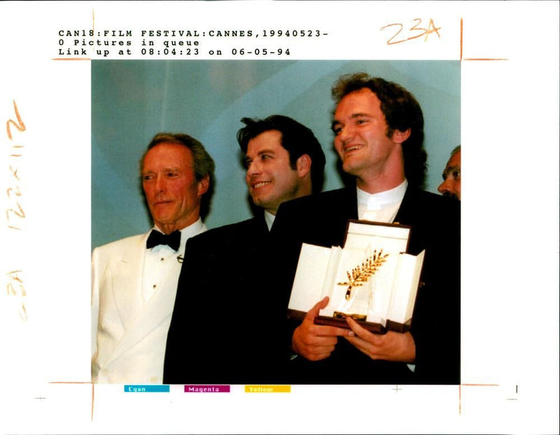 Quentin Tarantino, John Travolta and Clint Eastwood. - Vintage Photograph