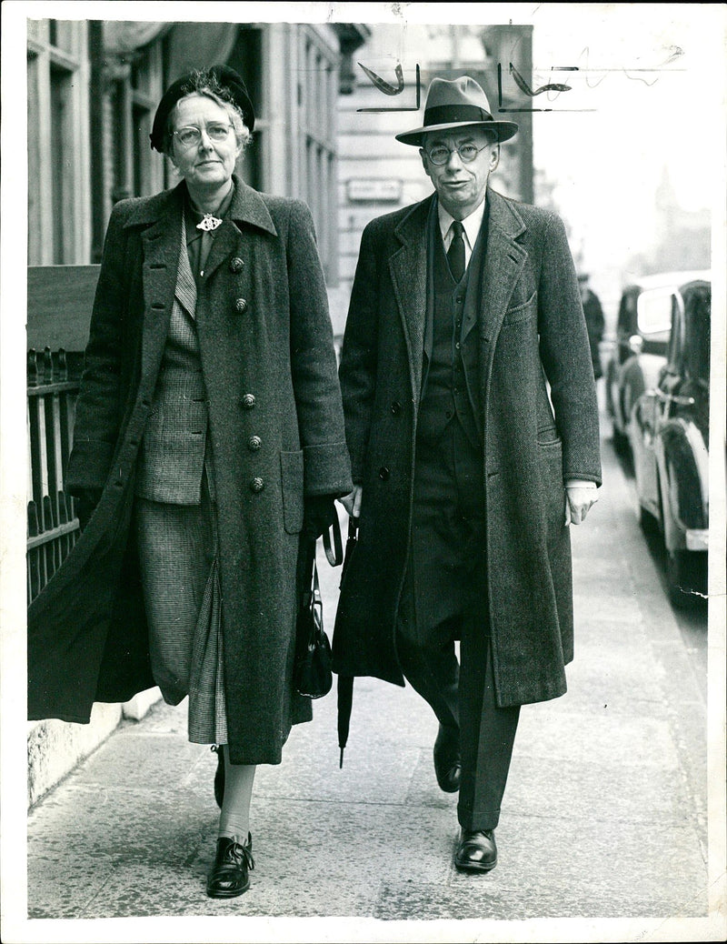 Dr James B Contant walking with his wife in Londn - Vintage Photograph