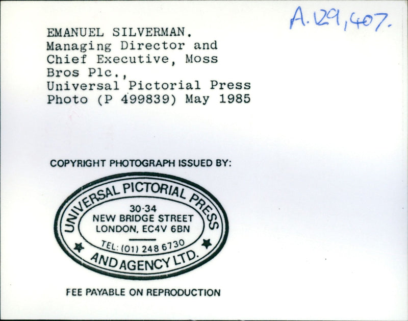 Emmanuel Silverman - Vintage Photograph