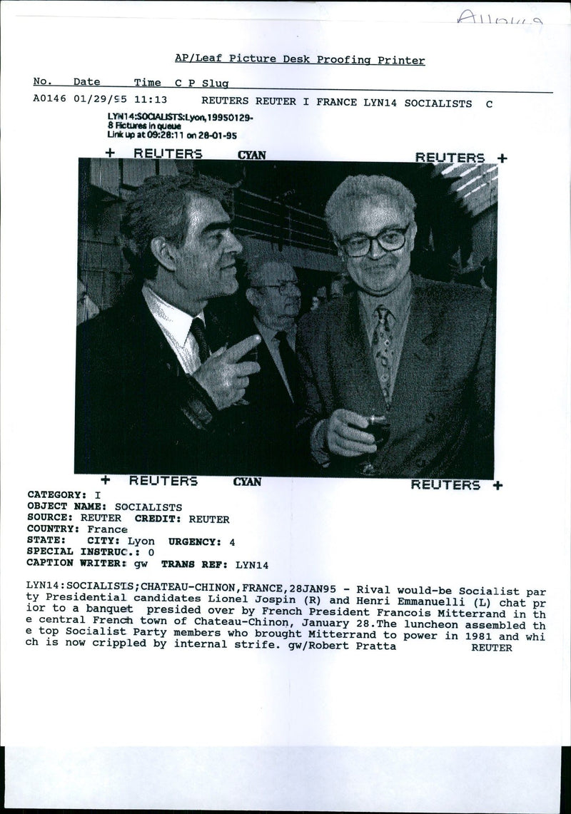 Lionel Jospin and Henri Emmanuelli. - Vintage Photograph