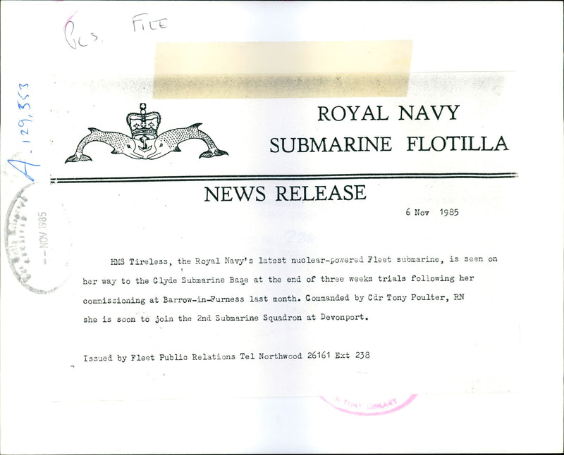 Submarine HMS Tireless - Vintage Photograph