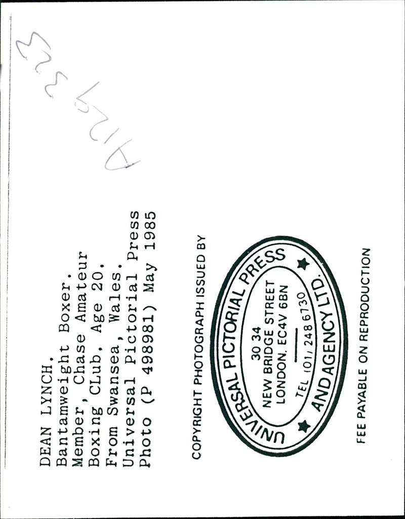 1985 DEAN LYNCH MEMBER THE CHASE AMATEUR BOXING CLU UNIVERSAL PRESS BOXER - Vintage Photograph