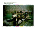 1994 BOSNIAN SERB SOLDIERS CROSS UNA RIVER MAKESHIFT BRIDGE WRITER COUNTRY - Vintage Photograph