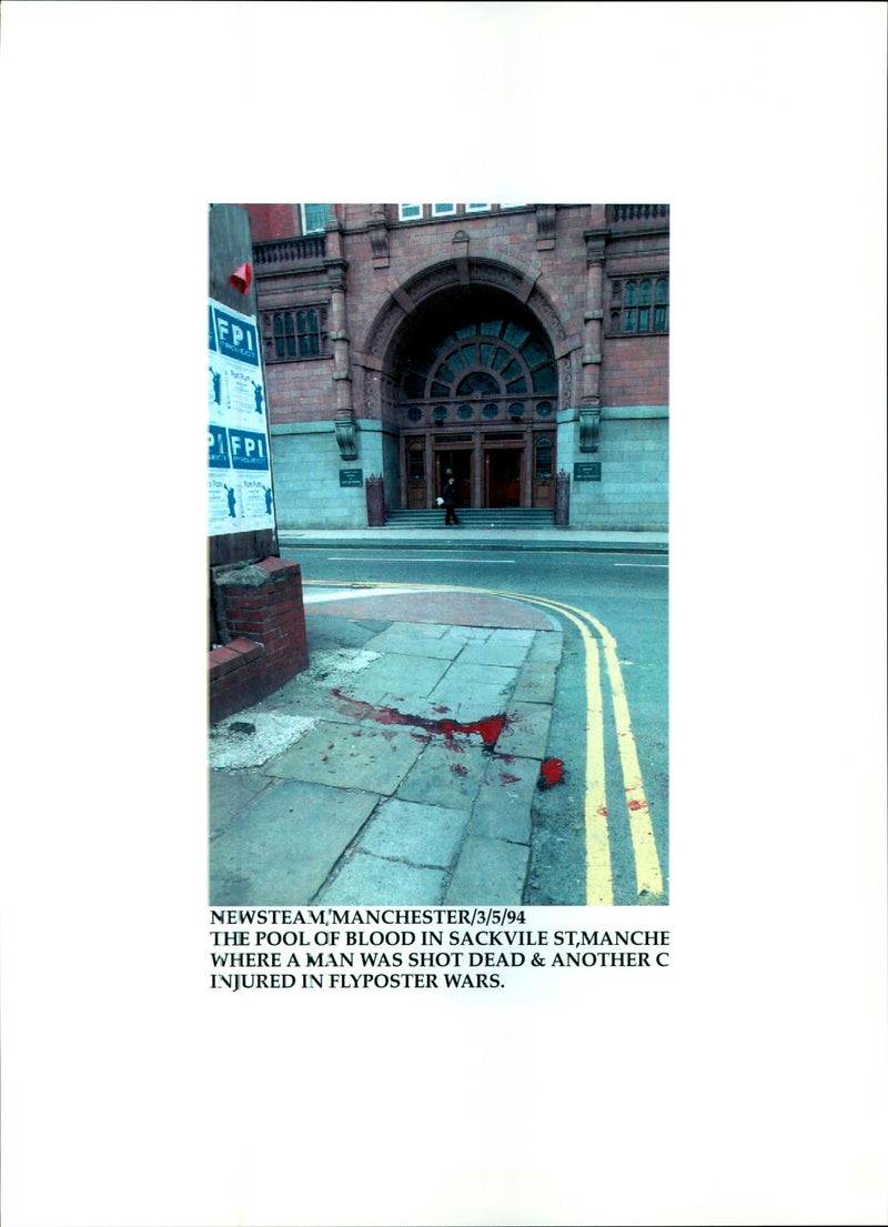 MAN WAS SHOT DEAD AND ANOTHER INJURED POOL BLOOD MANCHES - Vintage Photograph