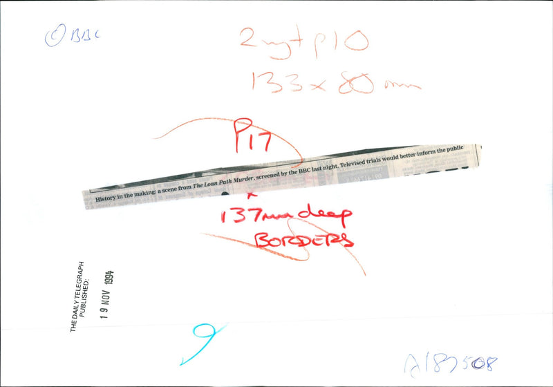 1994 THE LOAN PATH MURDER WAS SCREENED BBC LAST NIGHT TELEVISED PUBLISHED - Vintage Photograph