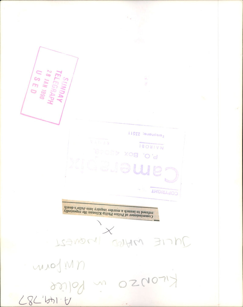 1990 PHILIP KILONZO REPEATEDLY REFUSED LAUNCH MURDER INQUIRY POLICE DEATH - Vintage Photograph