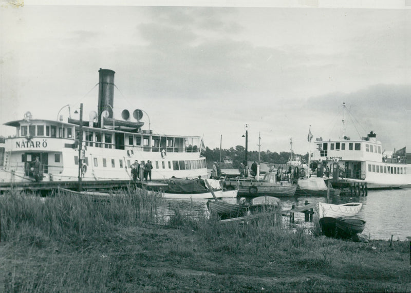 Archipelago boats in NynÃ¤shamn - Vintage Photograph