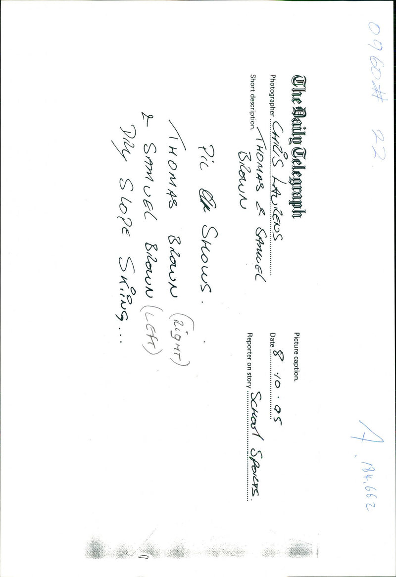 1995 THE DAILY TELEGRAPH CHILES LAURENS THOMAS SANUEL BROWN PHOTOGRAPHER DATE - Vintage Photograph