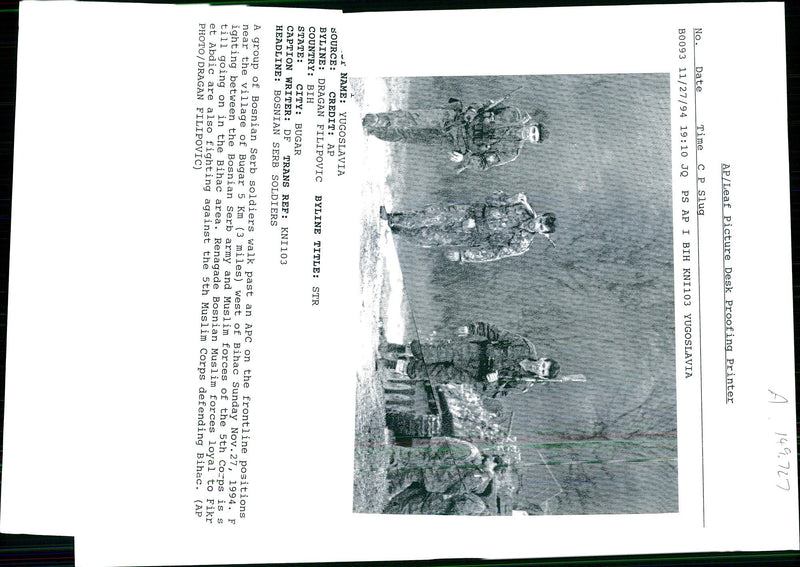 1994 LEAF PICTURE DESK PROOFING PRINTER DATE TITLE WRITER COUNTRY ARMY - Vintage Photograph