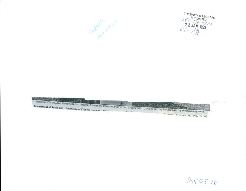 1993 LAN LIAO CONSULTANT LIVERPOOLS CHIN MUSICIAN PUBLISHED FESTIVAL - Vintage Photograph