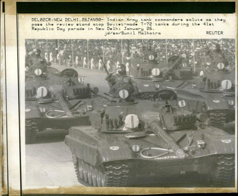 Indian Army tank commanders salute - Vintage Photograph