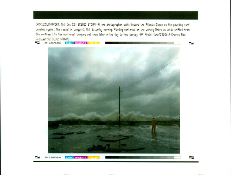 FLOODING CONTINUED THE JERSEY SHO WALKS TOWARD CHARLES MARIE OCEAN JEAN - Vintage Photograph