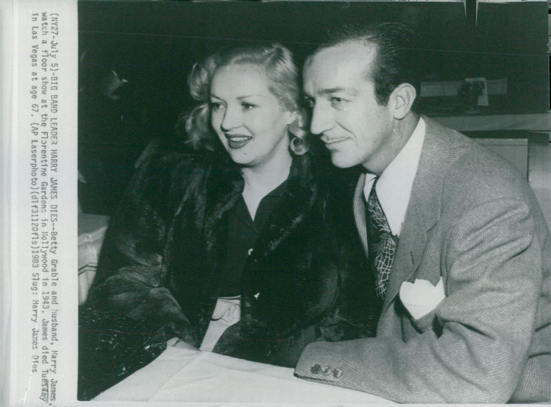 American musician Harry James and his wife Betty Grable. - Vintage Photograph