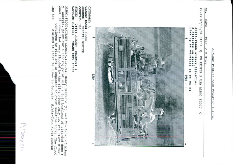 1994 FLINT RIVER CONTINUES RISE AND EXPECT JOHN KUNTZ REUTER USA WRITER - Vintage Photograph