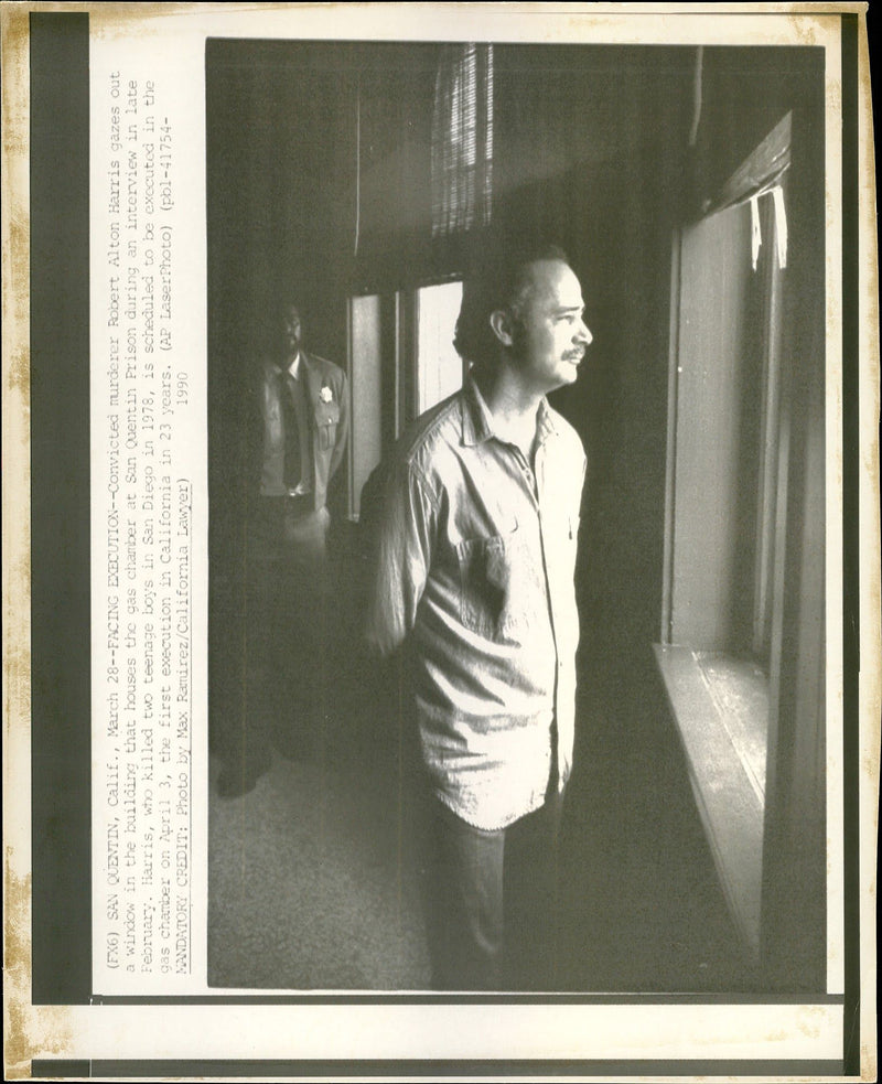 1990 CONVICTED MURDERER FOBERT ALTON HARRIS SCHEDULED EXE MAX RAMIREZ - Vintage Photograph