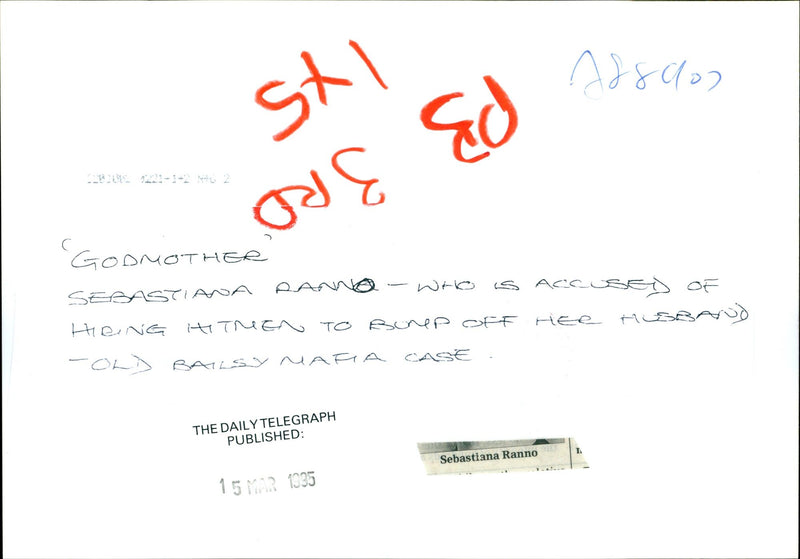 1995 SEBASTIANA RANNO ACCUSED MURDERING HIS MOTHER BAILSY PUBLISHED - Vintage Photograph