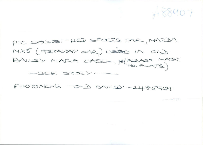 JMD HPD PIC SHOWS RED SPOTS CAR MAZDA GETAWAY USED BAILSY MARIA - Vintage Photograph