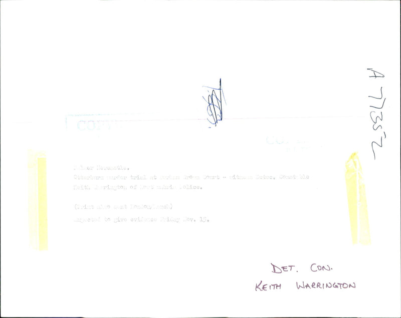 Det Con. Keith Warrington, The murder of Lt-Col John Stevenson - Vintage Photograph