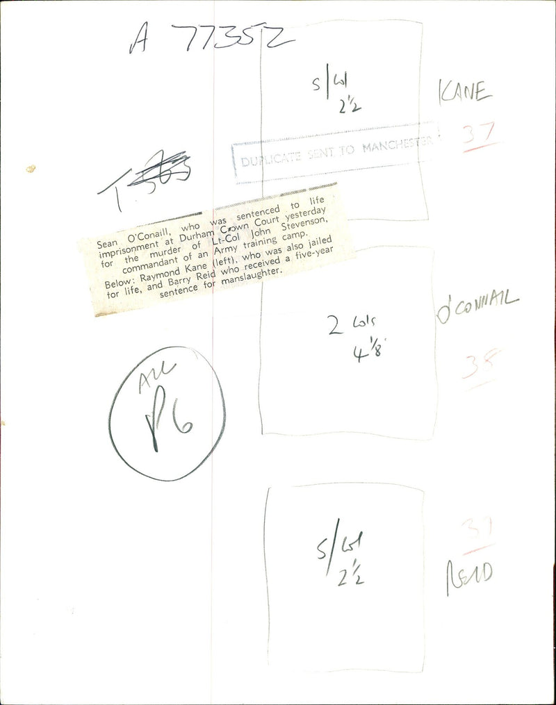 Lt-Col John Stevenson trial. Charged with murder: Barry Reid, Sean O'Connail and Raymond Kane - Vintage Photograph