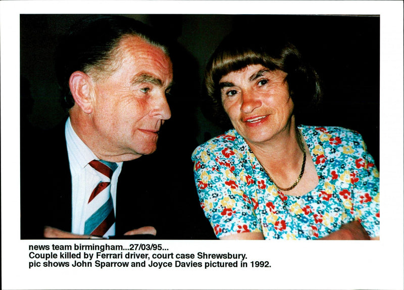 1995 JOHN SPARROW AND JOYCE DAVIES PICTURED COUPLE KILLED FERRARI DRIVER - Vintage Photograph