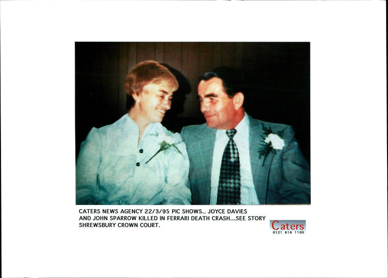 1995 JOYCE DAVIES AND JOHN SPARROW KILLED FERRARI DEATH CRASH SHREWSBURY CRO - Vintage Photograph