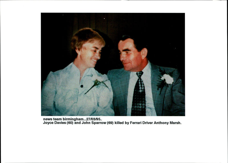 1995 JOYCE DAVIES AND JOHN SPARROW KILLED FERRARI DRIVER ANTHO ANTHONY MARSH - Vintage Photograph