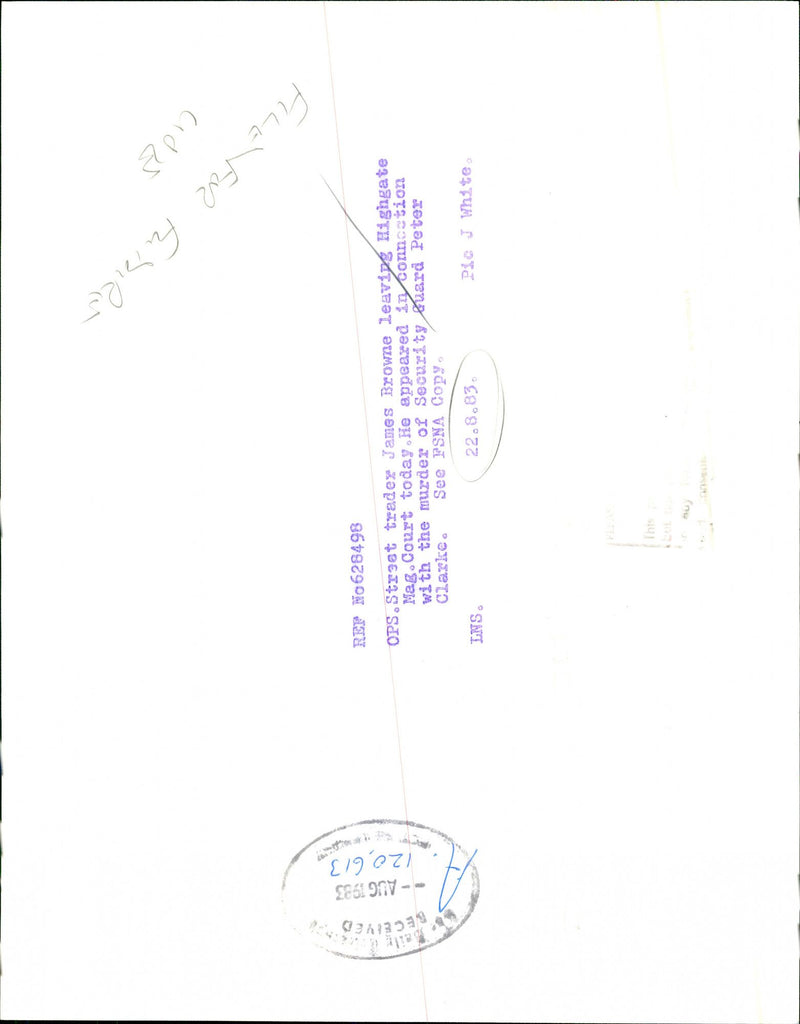 1983 APPEARED COMESTION WITH THE MURDER SECUR JAMES BROWNE WHITE PETER - Vintage Photograph