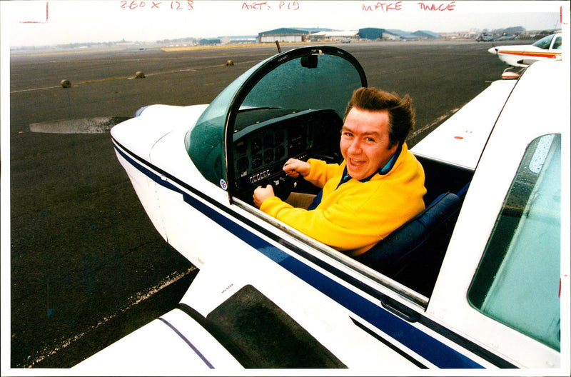 Scottish actor Gregor Fisher in a plane - Vintage Photograph