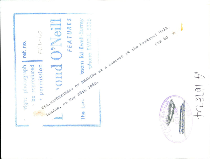 1968 THE MARCHIONESS READING CONCERT FESTIVAL HALL LAN OSOM - Vintage Photograph