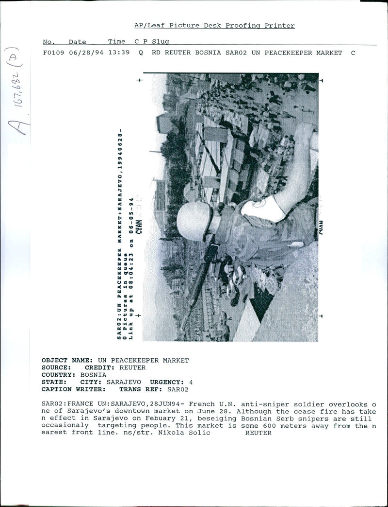 1994 BOSNIAN SERB SNIPERS ARE STILL NIKOLA SOLIC WRITER FRENCH COUNTRY FRANCE - Vintage Photograph