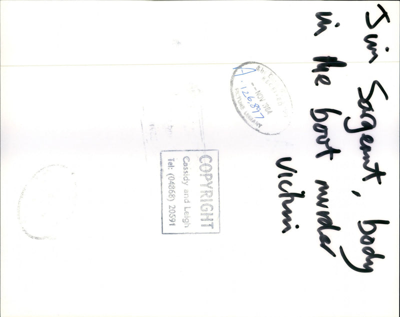 1984 JUN SARGEANT BODY THE BOOT MURDER VICHIN ANCH NOV COPYRIGHT LEIGH TEL - Vintage Photograph