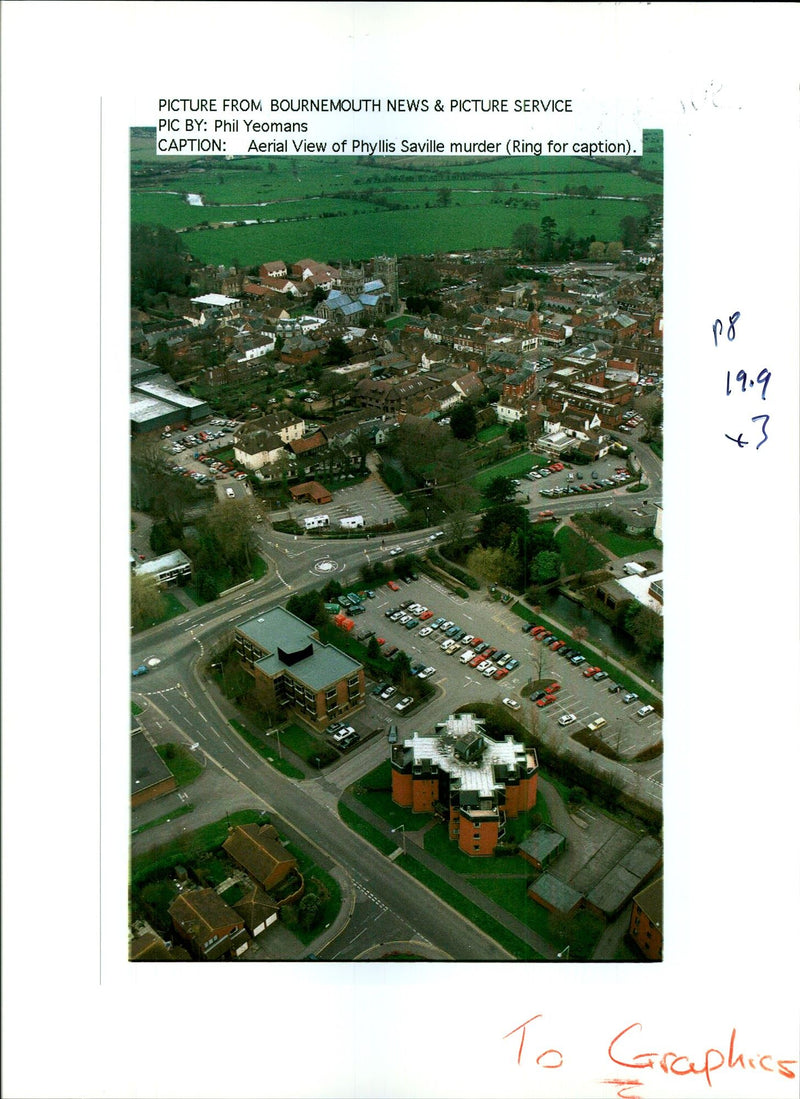 AERIAL VIEW PHYLLIS SAVILLE MURDER CAPTURED PHOTOGRAPH PHIL YEOMANS - Vintage Photograph