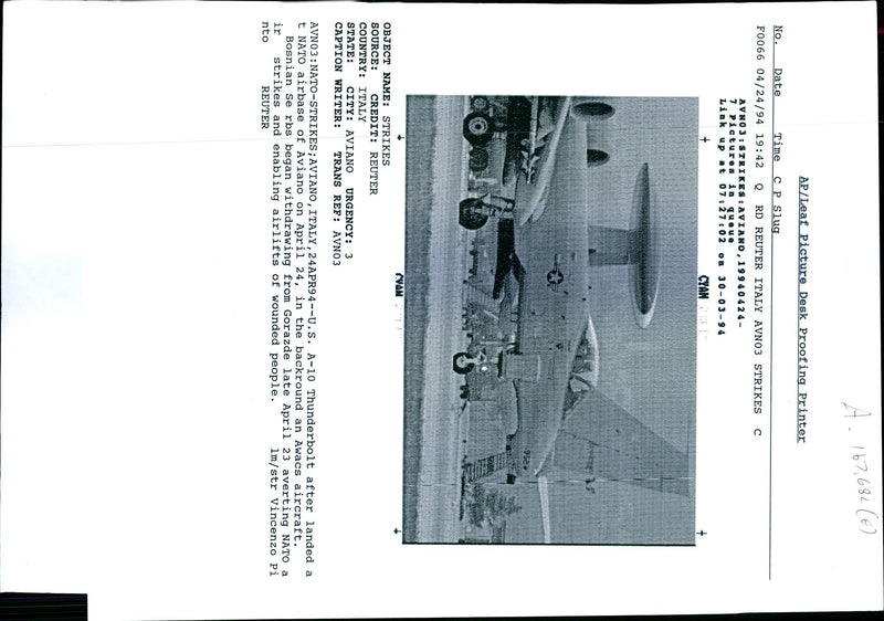 1994 WRITER COUNTRY ITALY AIRCRAFT - Vintage Photograph