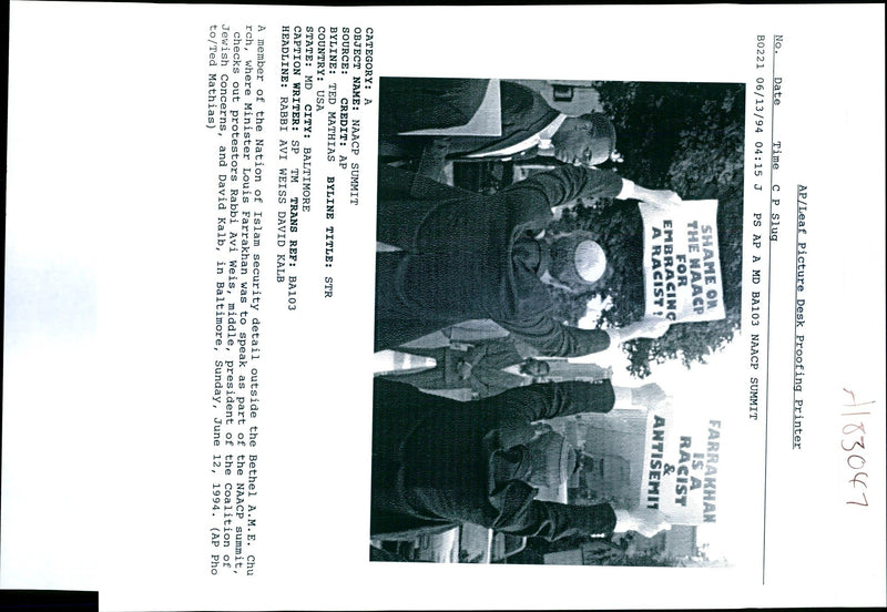 1994 SHAME LOUIS FARRAKHAN TED MATHIAS DAVID KALB USA WRITER PRESIDENT - Vintage Photograph