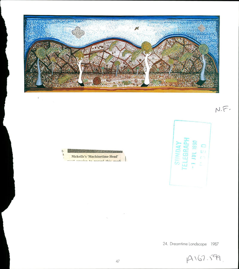 1989 SUNDAY TELEGRAPH TAI NICKOLLSS MACHINETIME HEAD DREAMTIME LANDSCAPE - Vintage Photograph