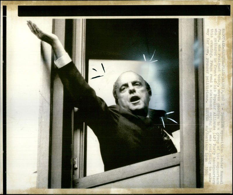 1986 MANUEL FRAGA IRIBARNE SPANISH OPPOSITION LEADER FRA PUBLISHED POPULAR - Vintage Photograph
