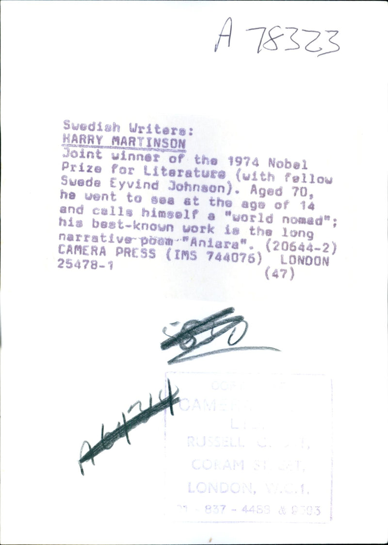 Harry Martinson - Vintage Photograph