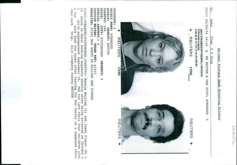 1994 BONNIE RAILING AND JAMES FIGNAR WERE ARRESTED CHARGES CHIL USA WRITER - Vintage Photograph