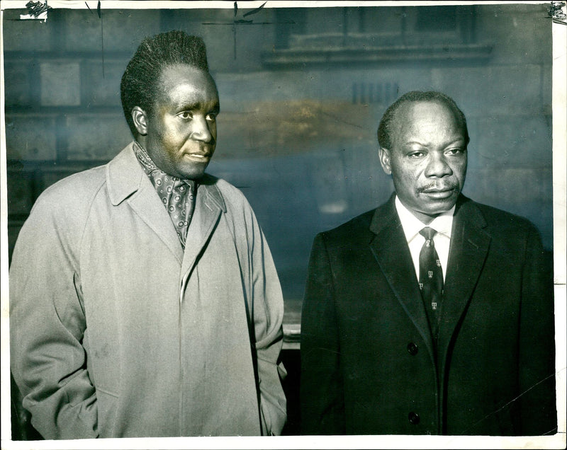 President Kenneth Kaunda (L) with Zambian nationalist leader Harry Nkumbula - Vintage Photograph
