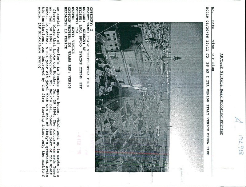 1996 FENICE WAS ONE ITALYS GREATEST ARTIS TIC BECK BRUNO OPERA WRITER - Vintage Photograph