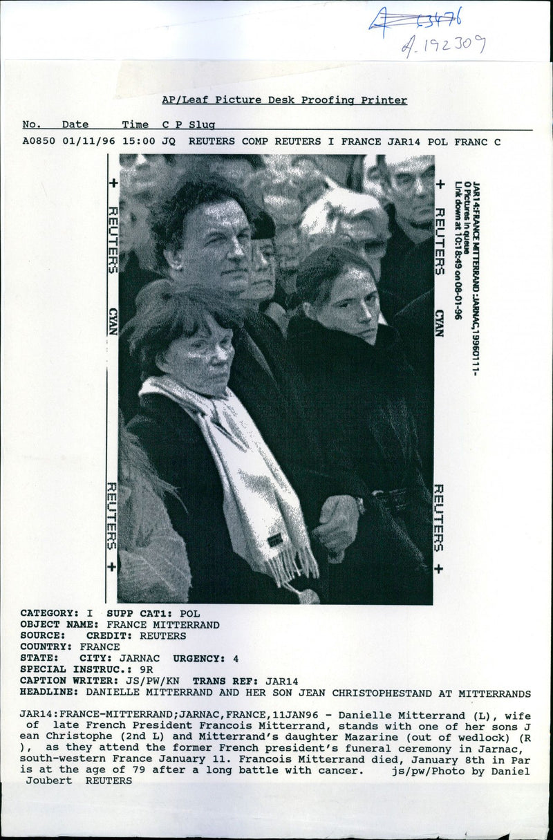 Danielle Mitterrand, Jean-Christophe Mitterrand and Mazarine Pingeot. - Vintage Photograph
