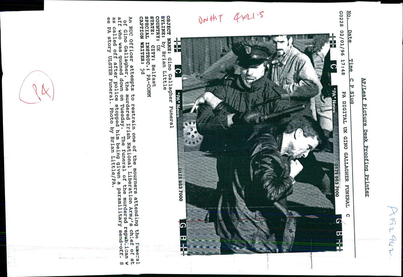 1996 GINO GALLAGHER WAS THE MURDER BRIAN LITTLE POLICE OFFICER WRITER COUNTRY - Vintage Photograph