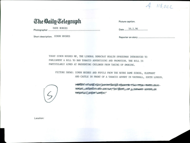 Simon Hughes - Vintage Photograph