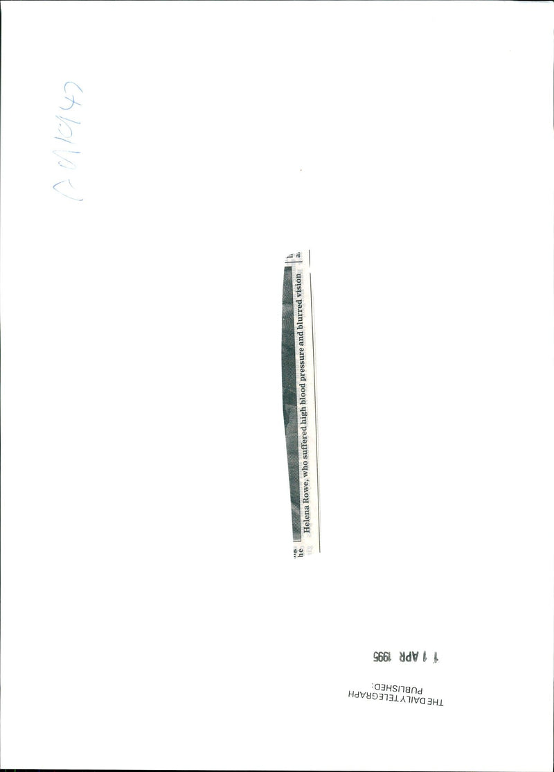 1995 CABLE HELENA ROWE WHO SUFFERED HIGH BLOOD PRESSURE AND BLURRED PUBLISHED - Vintage Photograph