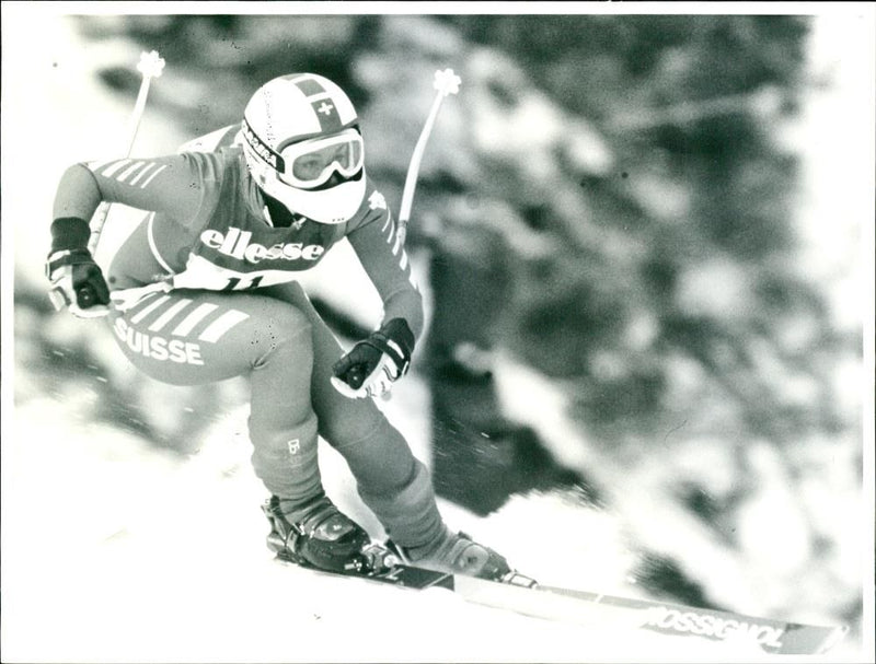Swiss alpine skier Maria Walliser in action - Vintage Photograph