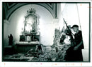 Soldier in a bombarded Catholic Church - Vintage Photograph